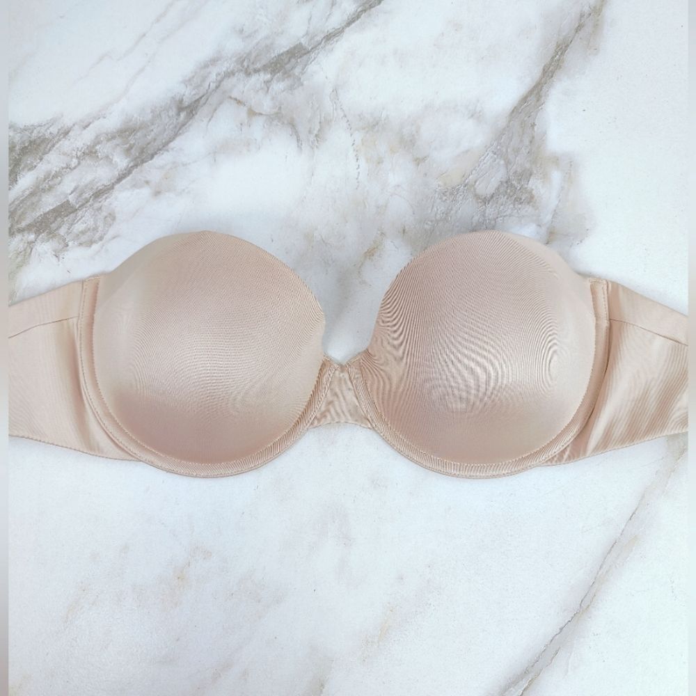Maidenform Nude Satin Side Smoothing Smooth Finish Strapless Underwire Bra, 34D